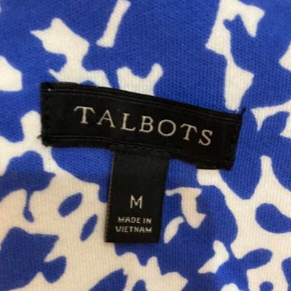 Talbot's Sleeveless FIt and Flare Blue and White Floral Print Dress Size 10 EUC - Picture 7 of 9